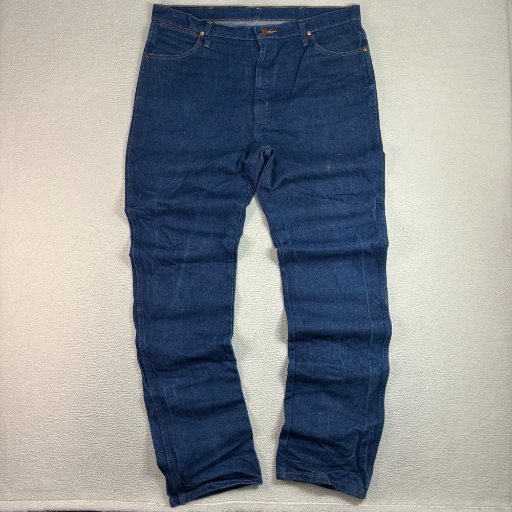 Wrangler 936DEN Cowboy Cut Slim Jeans Men 38x36 Blue Dark Wash Western Cowboy